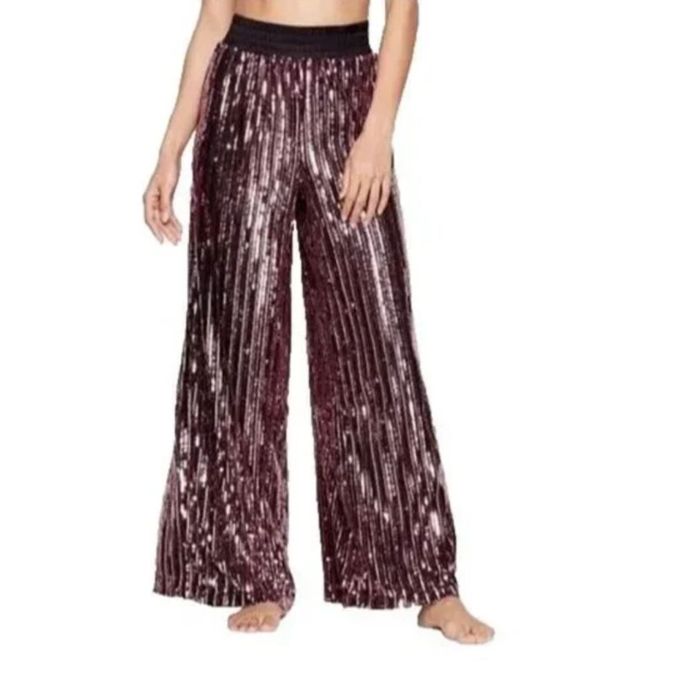Victoria’s Secret Sequined Palazzo Pants Pink Gold Women’s Party Night Out SZ S